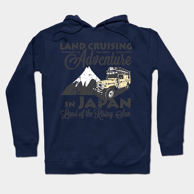 Landcruising Adventure in Japan - Curly font edition Hoodie by landcruising